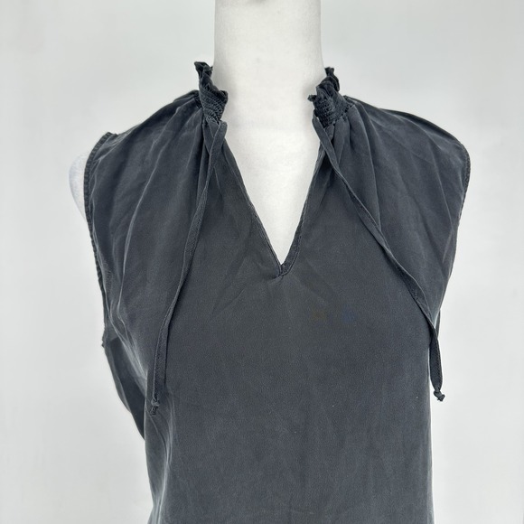 Amour Vert Black 100% Silk Tie Neck Midi Dress L Minimal Chic Quiet Luxury USA - Picture 7 of 9